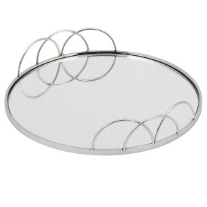 Jiallo Silver Stainless Steel Round vanity tray with mirror 11" - 1 of 2