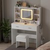 Makeup Vanity with Sliding Mirror, 3 Lighting Modes Adjustable Vanity Desk with Charging Station and Soft Cushioned Stool - 3 of 4