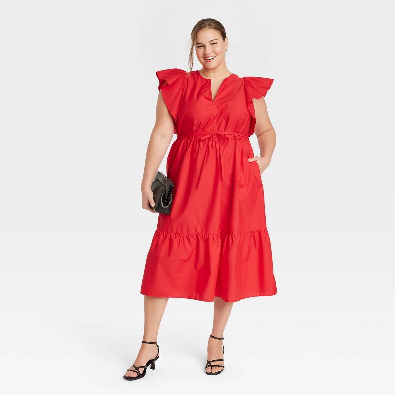 Women's Flutter Short Sleeve Midi Dress - A New Day™ , 4 of 8