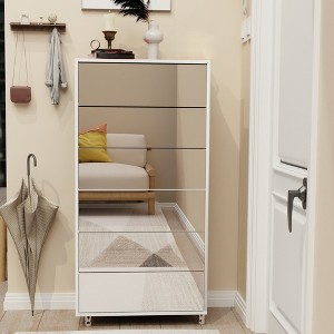 Mirror Shoe Cabinet With Flip Drawers, Narrow Hidden Shoe Storage Cabinet, Freestanding Shoe Rack for Closet Hallway Entryway Small Spaces - 1 of 4