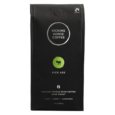 Kicking Horse Coffee Kick *** Dark Roast Fair Trade Certified Organic Whole Bean Coffee - 10oz