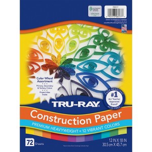 Tru-Ray® Construction Paper, Heavyweight, Color Wheel Assortment, 12 Vibrant Colors, 12" x 18", 72 Sheets - 1 of 4