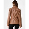 INSPIRE CHIC Women's Notched Lapel Faux Leather Double Breasted PU Work Formal Jackets - 4 of 4