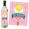 Big Dot of Happiness Pink Pickleball - Country Club Party Decorations for Women and Men - Wine Bottle Label Stickers - Set of 4 - 4 of 4