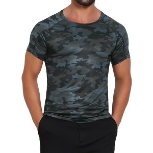 INSPIRE CHIC Men's Workout Stretch Crew Neck Short Sleeve Sport Running T-Shirts - 1 of 4