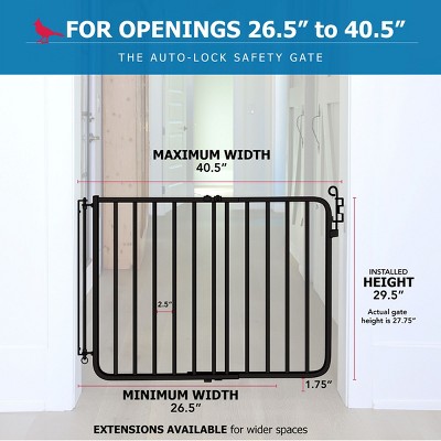 Black Metal Expandable Auto-Lock Baby and Pet Gate