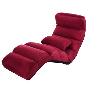 Costway Folding Lazy Sofa Chair Stylish Sofa Couch Bed Lounge Chair W/Pillow Burgundy - 1 of 4
