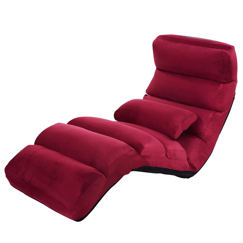 Costway Folding Lazy Sofa Chair Stylish Sofa Couch Bed Lounge Chair W/Pillow Burgundy, 1 of 11