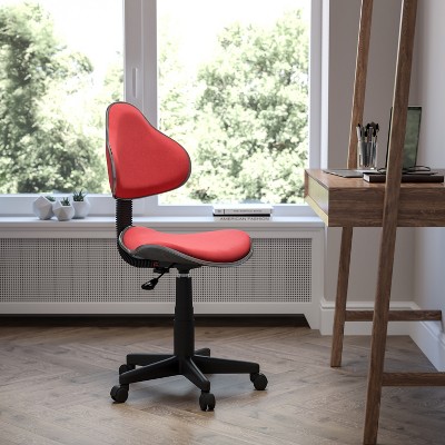 Red Low Back Polyester Swivel Task Chair