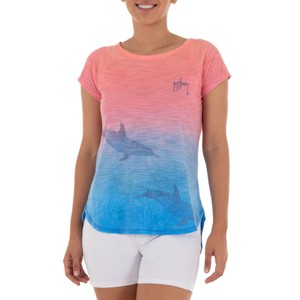 Guy Harvey Women's Dolphin Time Short Sleeve Slub Tee - 1 of 4