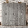 70.90"Modern 6-Doors Wooden Wardrobe Storage for Bedroom, with Big Drawers,Gray - 3 of 4