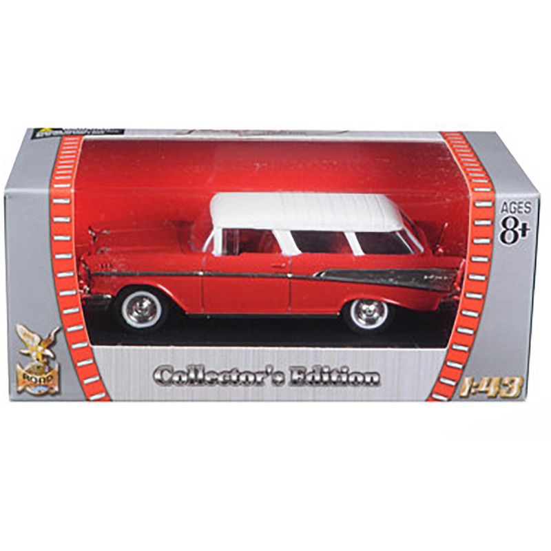 1957 Chevrolet Nomad Red with White Top 1/43 Diecast Model Car by Road Signature, 3 of 4