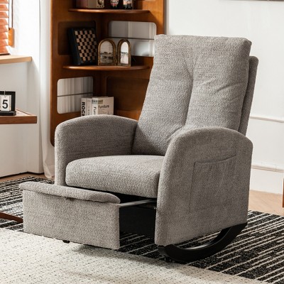 Accent Rocking Chair with Footrest High Back Wood Rocking Legs for Home Living Room Bedroom Office