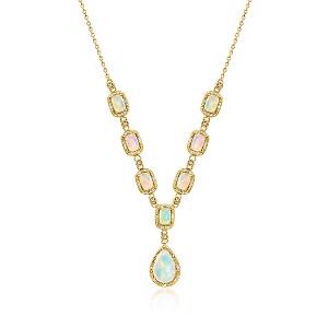 Ross-Simons Opal and .30 ct. t.w. Diamond Y-Necklace in 18kt Gold Over Sterling Size 18 - 1 of 4