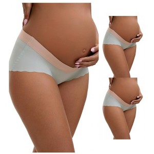 INSPIRE CHIC Women's Low Waist Ice Silk Briefs Pregnancy Under the Bump Underwear 3 Packs - 1 of 4