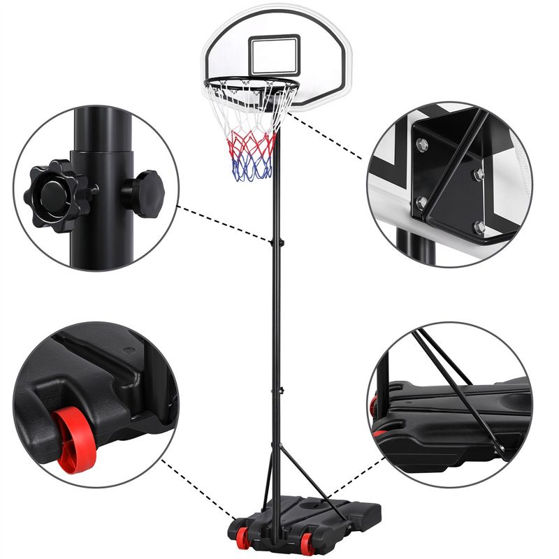 Yaheetech 1.9-2.5M Height-Adjustable Basketball Hoop System, 4 of 8