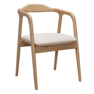 Dining Chair 30.5"H Beige – Poly Linen Upholstery with Natural Rubberwood Frame by Zuo Modern - 1 of 4