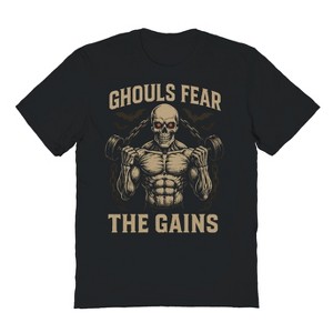 Rerun Island Men Ghouls Fear The Gains Short Sleeve Graphic Cotton T-Shirt - 1 of 4
