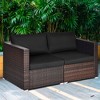 Costway 4PCS Patio Rattan Corner Sofa Sectional Furniture SetBlue\Beige\Navy Cushion - 3 of 4