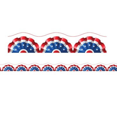 Charles Leonard Magnetic Scallop Borders/Trims, 1.5" x 24", Patriotic Theme, Pack of 12 (Pack of 2)