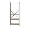 Industrial Bookshelf with Wood Veneer Shelves Metal Frame Open Back 63in Tall for Living Room or Home Office-3irtyhousy - 2 of 4