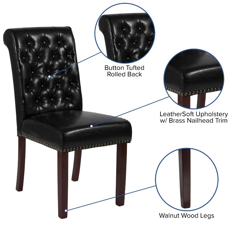 Merrick Lane Upholstered Parsons Chair with Nailhead Trim, 6 of 16