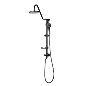 PULSE ShowerSpas Kauai III Matte Black Rain Shower Head with Handheld Spray - 1.8 GPM, 8" Showerhead, 5-Function HandShower, Adjustable Slide Bar - 1 of 4
