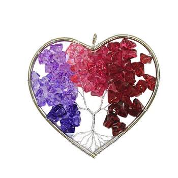 Crystal Expressions Heart Tree Of Life Ornament  -  One Ornament 3.5 Inches -  Valentine's Day  -  Acryv92  -  Metal  -  Red