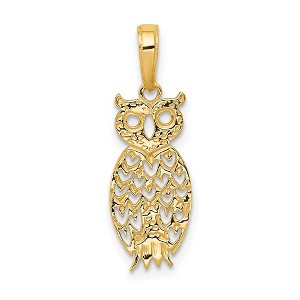 Black Bow Jewelry 14k Yellow Gold Flat Cutout Owl Pendant - 1 of 4