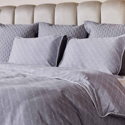 Platinum Geo Full/Queen Viscose Bamboo Duvet Cover Set with Shams