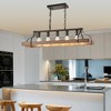 DOMETOUR 34-Inch Black Walnut Wood Grain Pendant Light, 5 E26 Sockets, Adjustable Chain – Modern Farmhouse Chandelier for Dining & Kitchen - 4 of 4