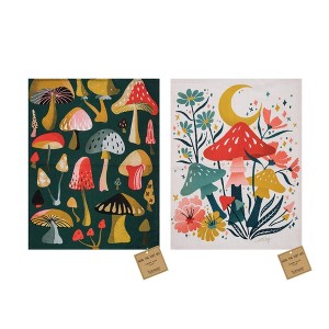 Transpac Cotton Mushroom Garden Towel Set of 2 Home Decorations Spring - 1 of 2