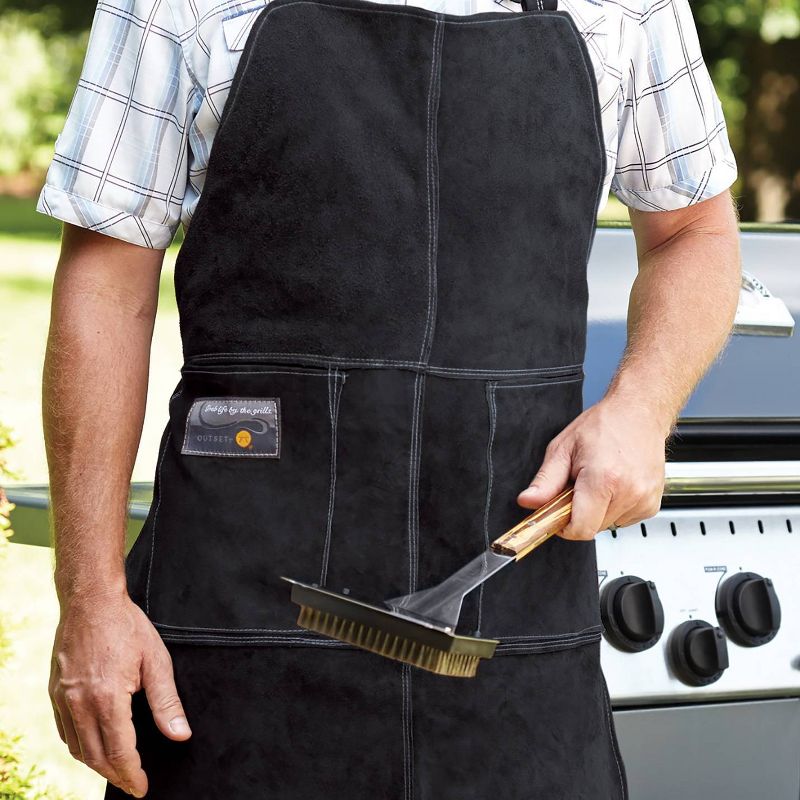 Black Leather Grill Apron One Size - Outset, 3 of 4