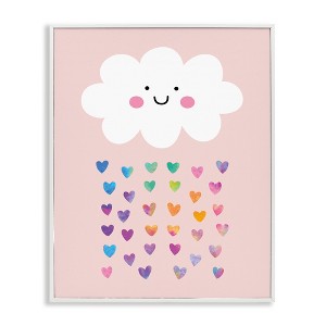 Stupell Industries Happy Cloud with Rainbow Hearts Framed Giclee Art, White, 24" x 30" - 1 of 4