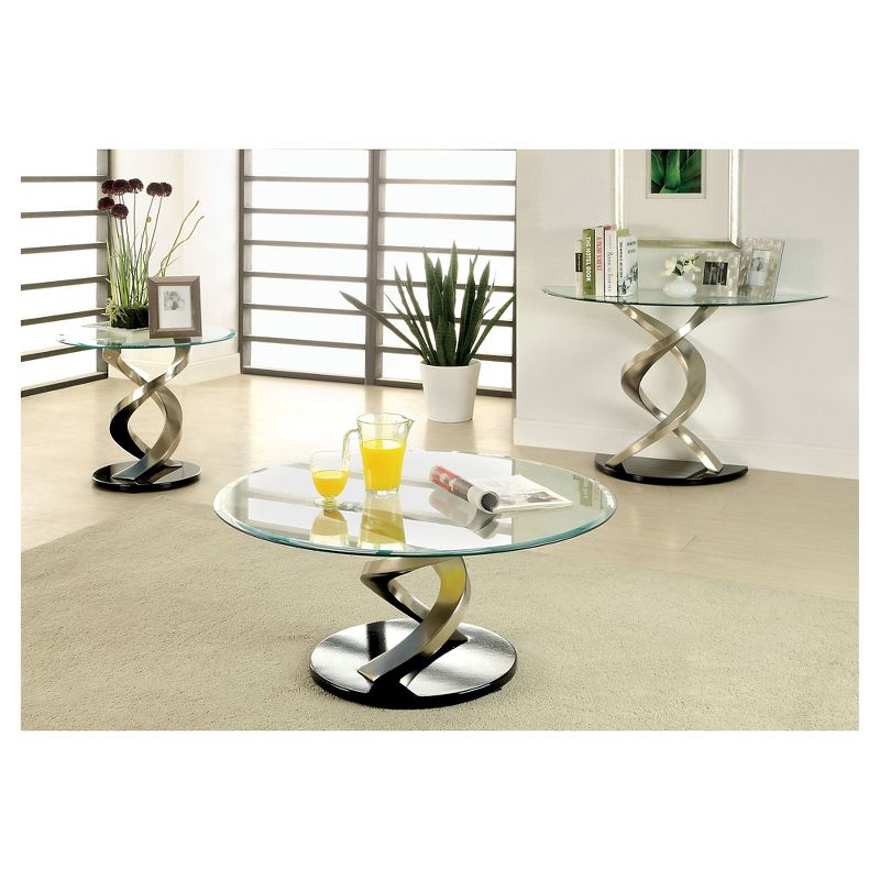 Kelsi Modern Twisting Glass Top Sofa Table Satin Plated/Black - HOMES: Inside + Out, 4 of 5