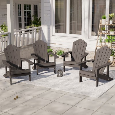 Sonkuki 4-Pack Faux Wood Adirondack Chair with High Back and Wide Seat