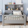 Okak Twin Size Pull-Out Design Bed Frame with Storage Headboard & Safety Rails,Solid Wood Platform Bed for Kids,Teens - 2 of 4