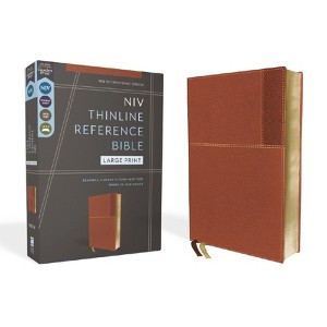 Niv, Thinline Reference Bible (Deep Study at a Portable Size), Large Print, Leathersoft, Brown, Red Letter, Comfort Print - by  Zondervan - 1 of 1