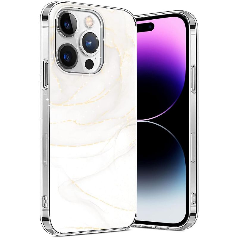 SaharaCase iPhone 14 Pro Max 6.7" Bundle Marble Series Case with Tempered Glass Screen and Camera, 5 of 10