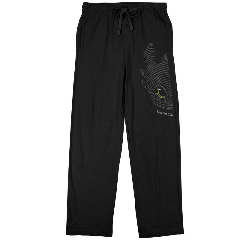 How to Train Your Dragon Toothless Line Art Men's Black Sleep Pants, 1 of 4