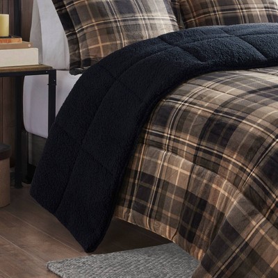 Full Brown and Black Reversible Down Alternative Comforter Set