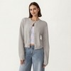 Anna-Kaci Women's Soft Knit Button Front Cropped Cardigan with Ribbed Trim Details and Relaxed Long Sleeves - 2 of 4