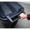 Racxily 32 Gallon Wheeled Heavy Duty Plastic Garbage Can, Attached Lid, Black - 3 of 4