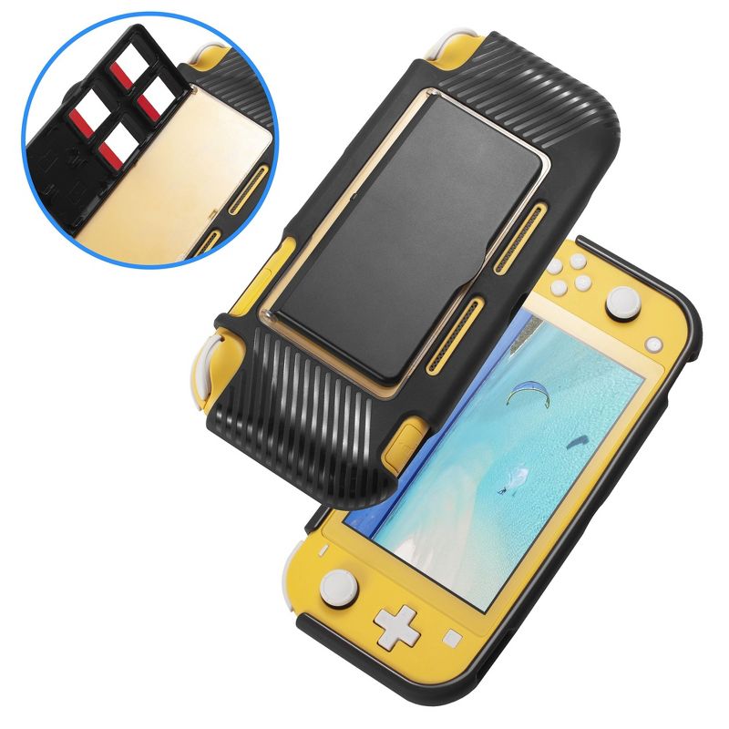 Insten Protective Case with 6 Game Slots Holder for Nintendo Switch Lite - Shockproof Hard Cover Accessories, Black, 3 of 8