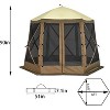 10x10ft Pop Up Gazebo, 6 Sided Outdoor Canopy with Mosquito Net, Portable Instant Camping Screen Tent with Bags, Ropes, Ground Nails, Fiber Rods, - 2 of 4