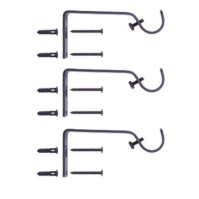Lucas Black Adjustable Steel Curtain Rod with Openwork Finials