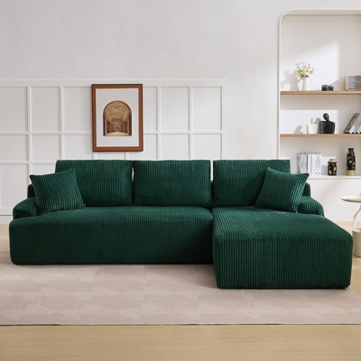 106" Modular Sectional Sofa, L-Shaped Boneless Cloud Couch with Deep Seat, Comfy Corduroy Upholstered Sleeper Sofa, Memory Foam, Left/Right-Facing