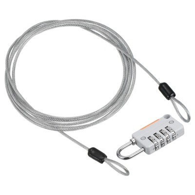 Unique Bargains Locker Luggage Bike 4 Digit Combination Lock with Security Cable Set