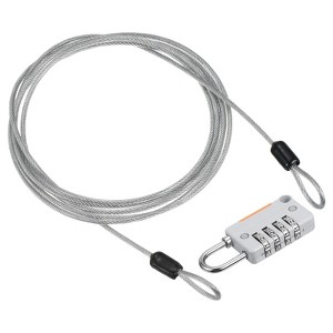 Unique Bargains Locker Luggage Bike 4 Digit Combination Lock with Security Cable Set - 1 of 4