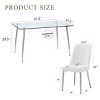51.2" Modern Glass Dining Table Set with 4 Upholstered Chairs and Metal Legs, Rectangular Table for Kitchen or Dining Room -3irtyhousy - 4 of 4